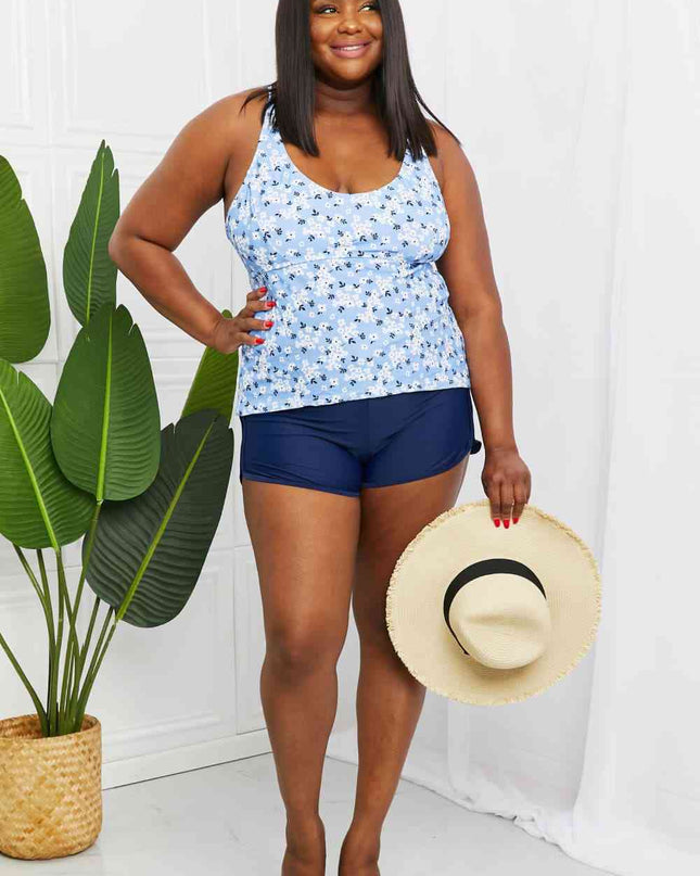 Marina West Swim By The Shore Full Size Two-Piece Swimsuit in Blossom Navy