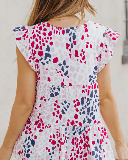 Printed V-Neck Babydoll Top
