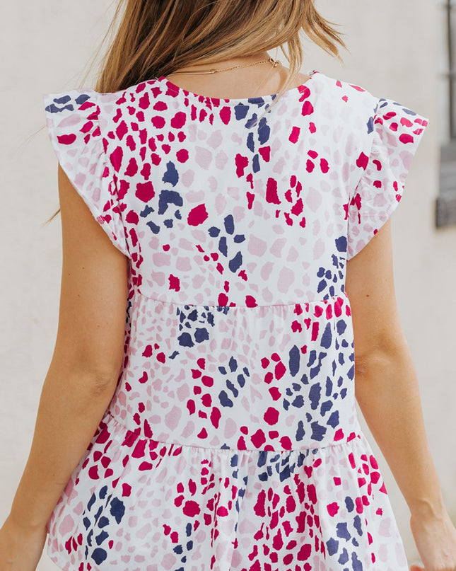 Printed V-Neck Babydoll Top