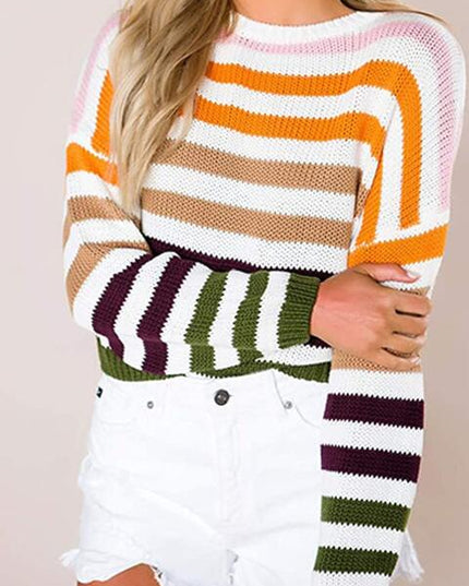 Striped Round Neck Knit Top