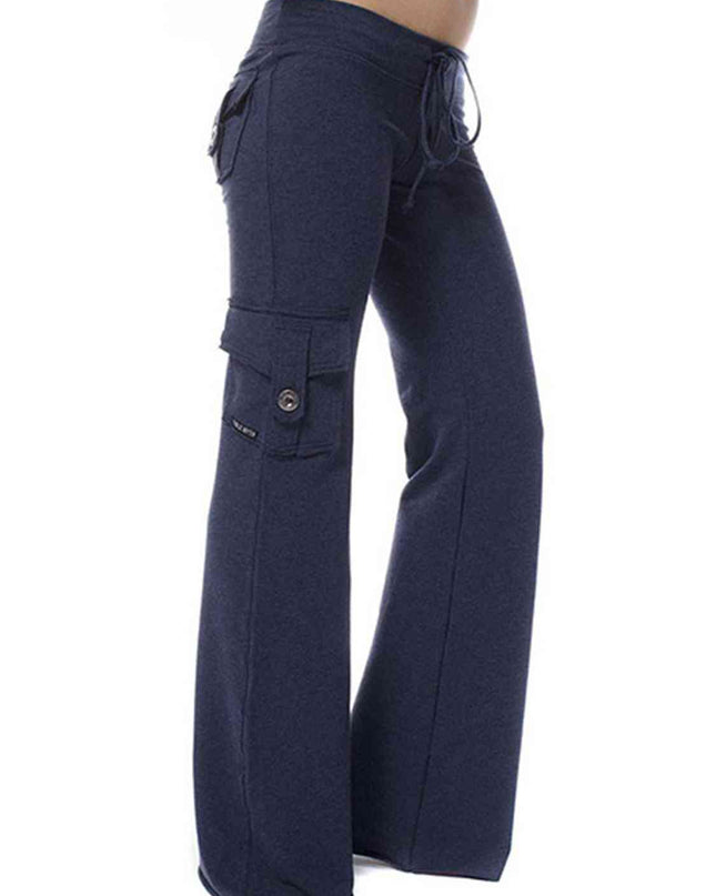 Mid Waist Pants with Pockets