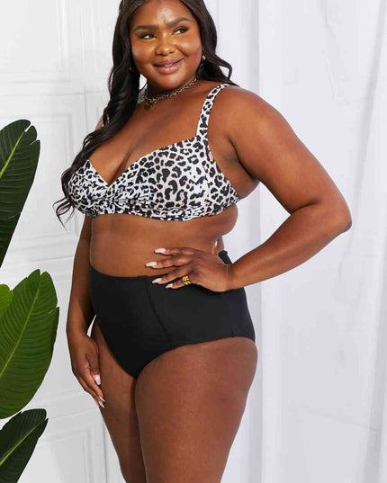 Marina West Swim Take A Dip Twist High-Rise Bikini in Leopard