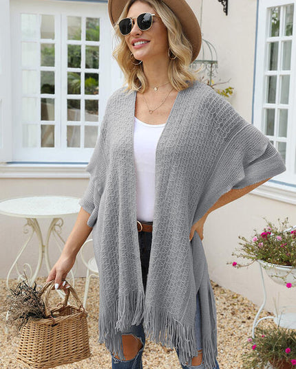 Fringe Hem Open Front Cardigan