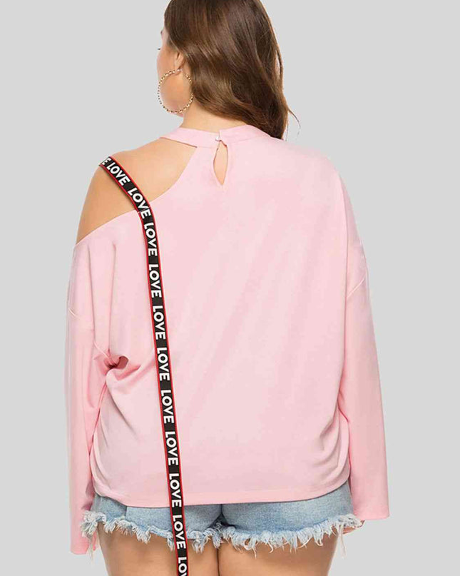 Plus Size Cold-Shoulder Round Neck Blouse