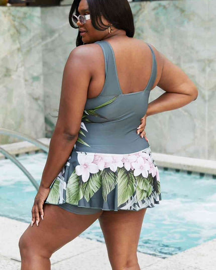 Marina West Swim Full Size Clear Waters Swim Dress in Aloha Forest