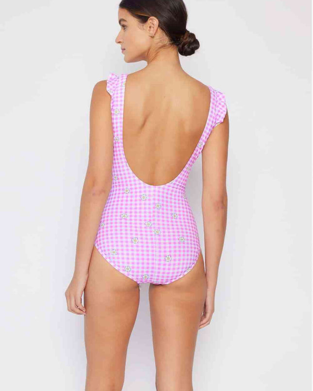 Marina West Swim Full Size Float On Ruffle Faux Wrap One-Piece in Carnation Pink