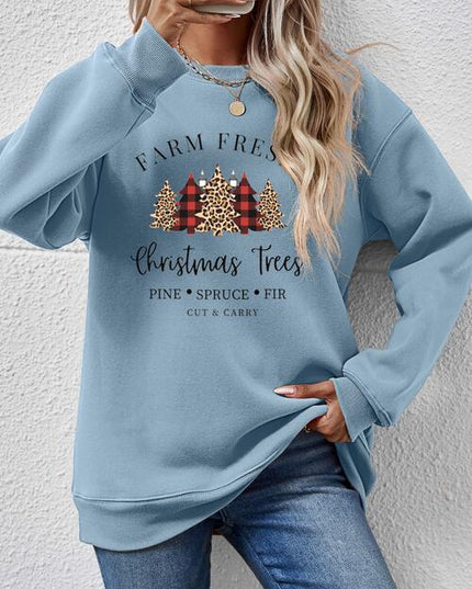 Graphic Round Neck Long Sleeve Sweatshirt