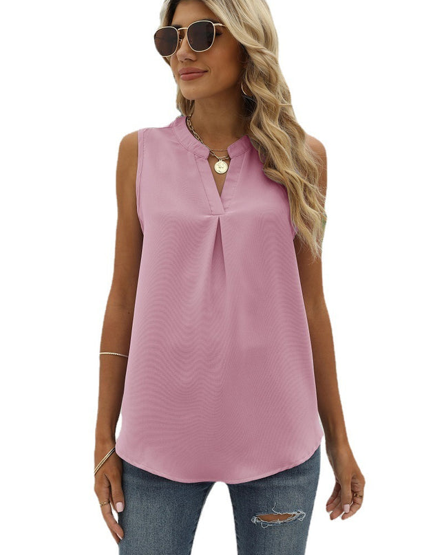 Sleeveless Notched Neck Top