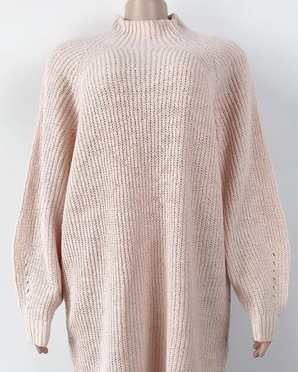 Mock Neck Dropped Shoulder Sweater Dress