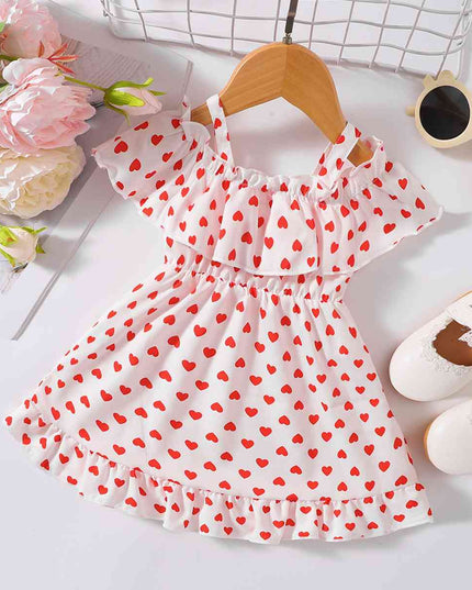 Printed Frill Trim Ruffle Hem Dress
