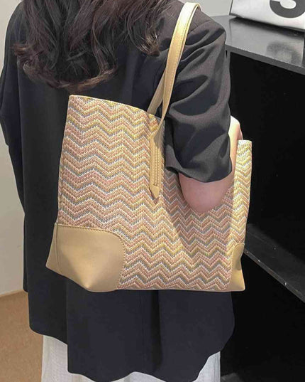 Chevron Straw Tote Bag