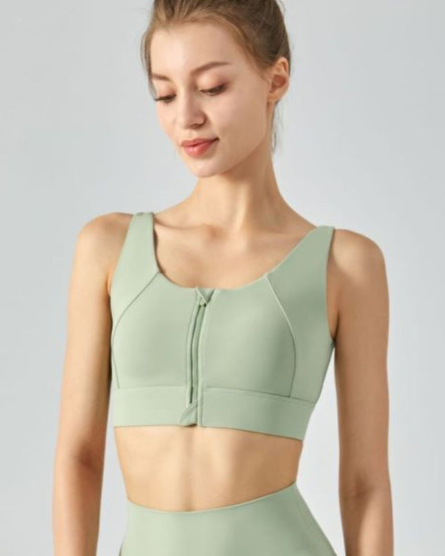 Breathable Zip-Up Sports Bra