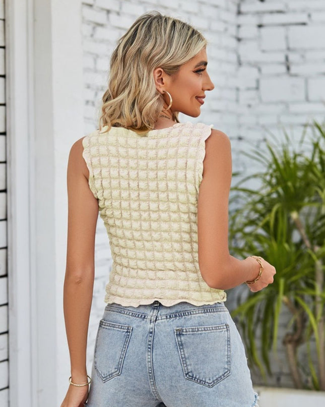 Textured Round Neck Tank