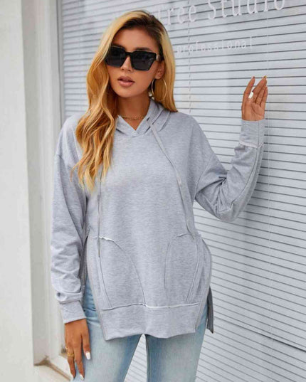 Zip Detail Drawstring Hoodie