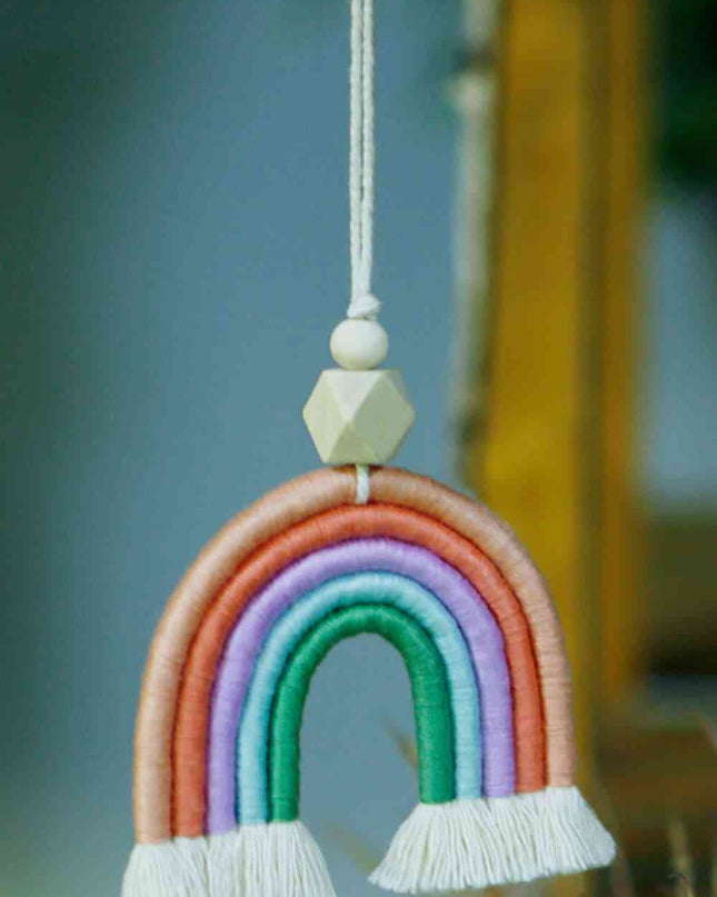 Rainbow Fringed Keychain