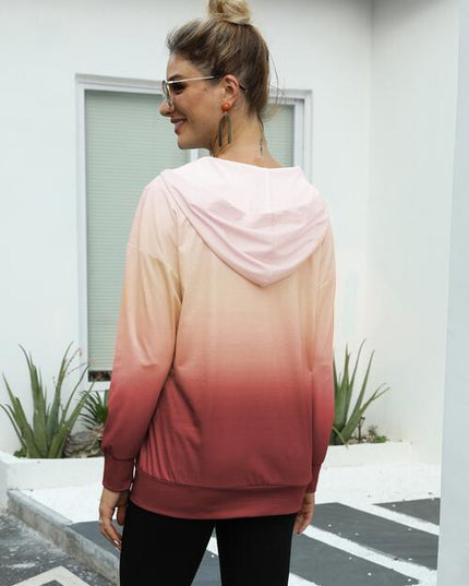 Gradient Long Sleeve Hoodie with Pocket