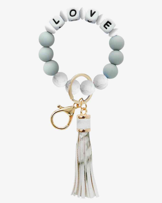 LOVE Beaded Keychain with Tassel