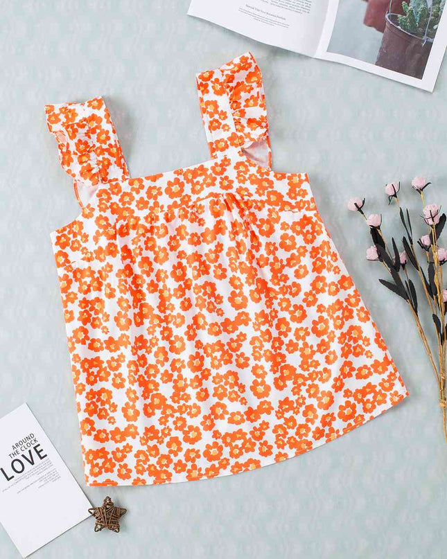 Floral Square Neck Cap Sleeve Tank