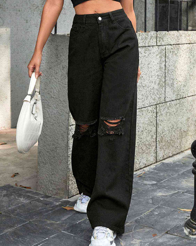 Distressed Wide Leg Jeans