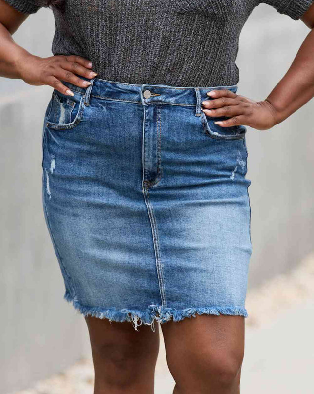 RISEN Amelia Full Size Denim Mini Skirt
