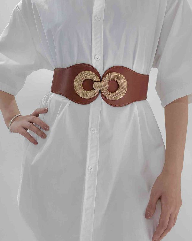 Alloy Buckle Elastic PU Belt