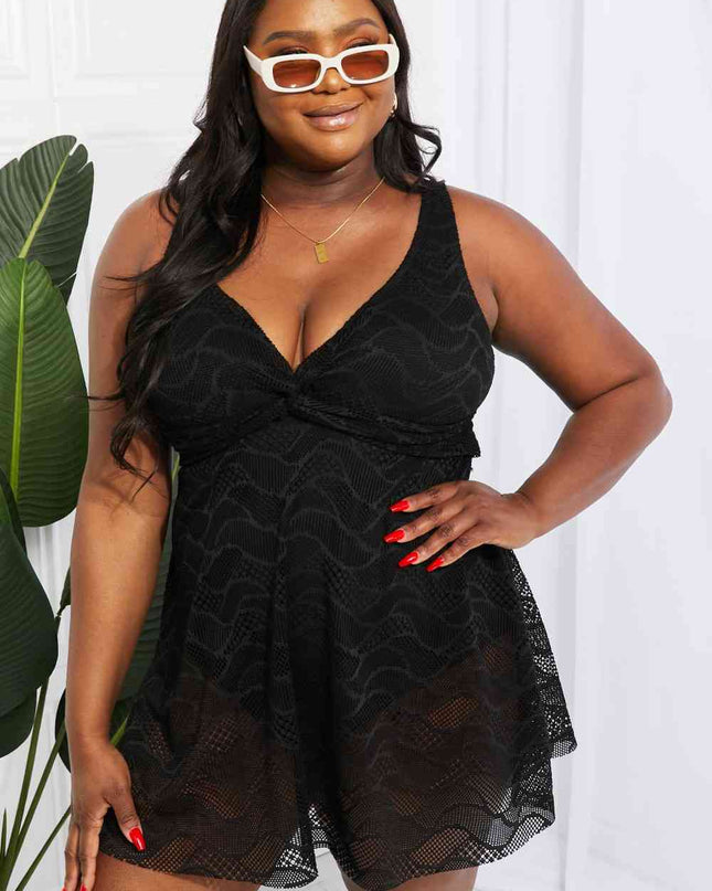 Full Size Twist Front Sleeveless Swim Dress