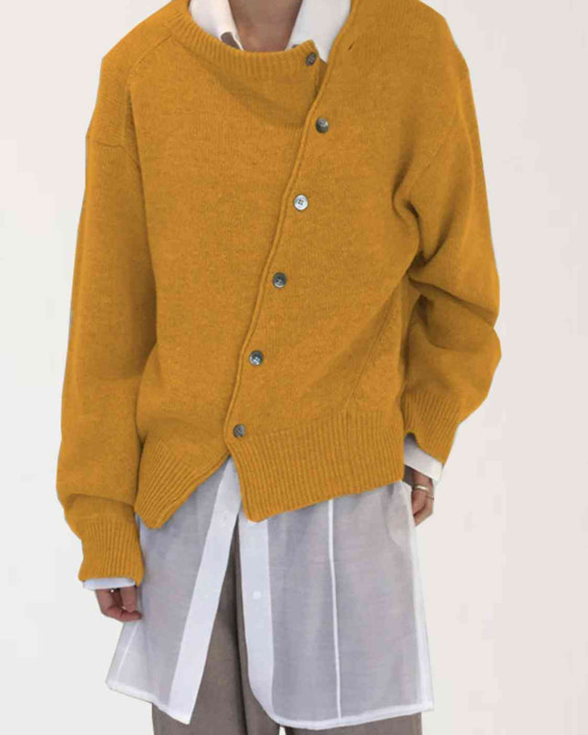 Dropped Shoulder Buttoned Cardigan