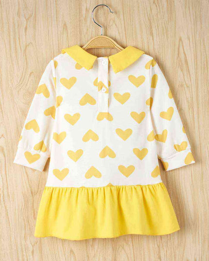 Heart Print Ruffle Hem Dress