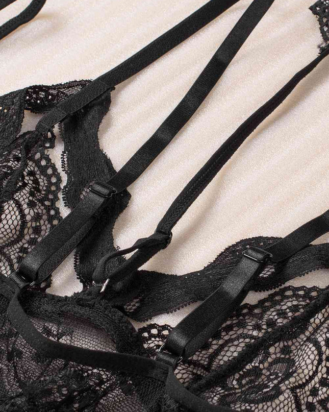 Spaghetti Strap Mesh Lace Babydoll Set
