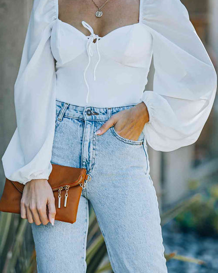 Tied Balloon Sleeve Bodysuit