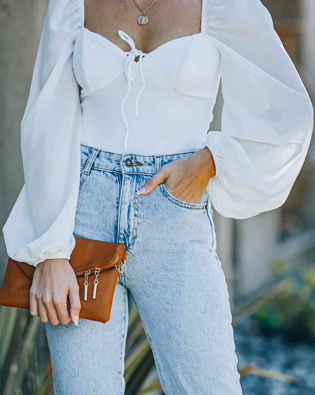 Tied Balloon Sleeve Bodysuit