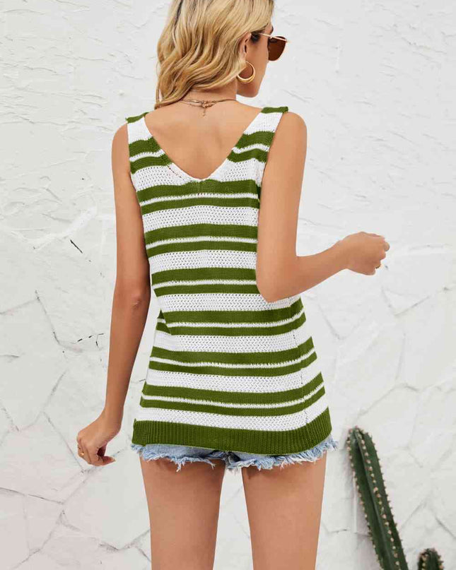 Striped V-Neck Knit Tank