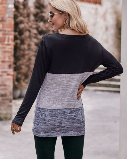 Color Block Twisted Detail Long Sleeve Top
