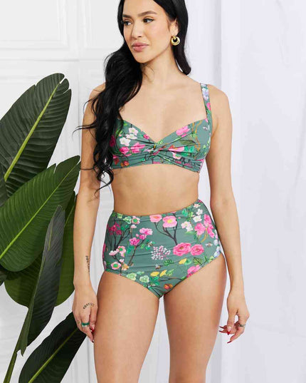 Marina West Swim Take A Dip Twist High-Rise Bikini in Sage