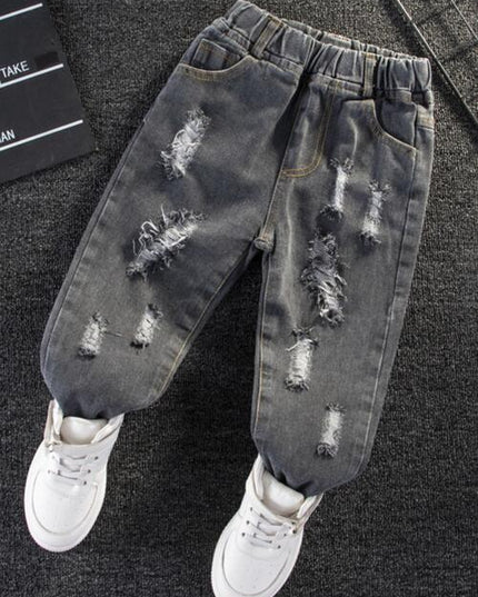 Distressed Elastic Waist Pants