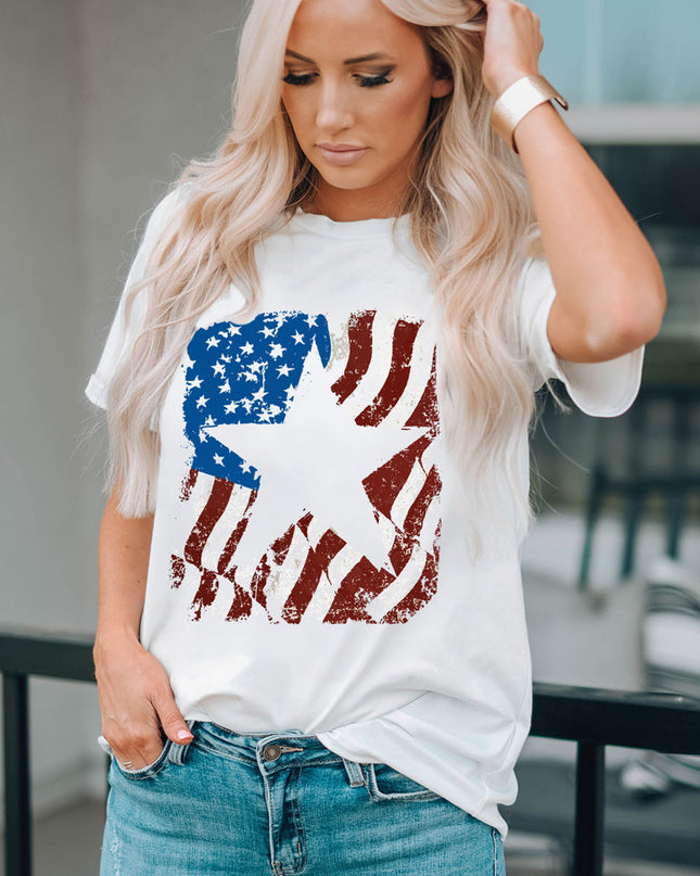 US Flag Graphic Round Neck Tee