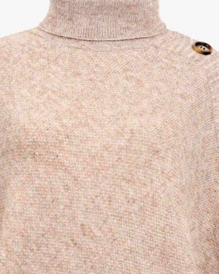 Turtleneck Buttoned Poncho