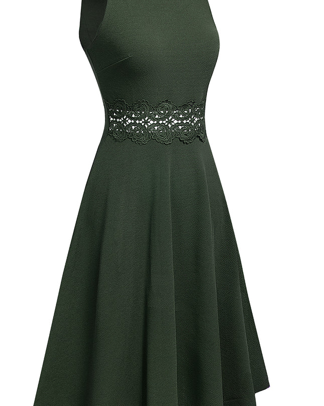 Round Neck Sleeveless Lace Trim Dress