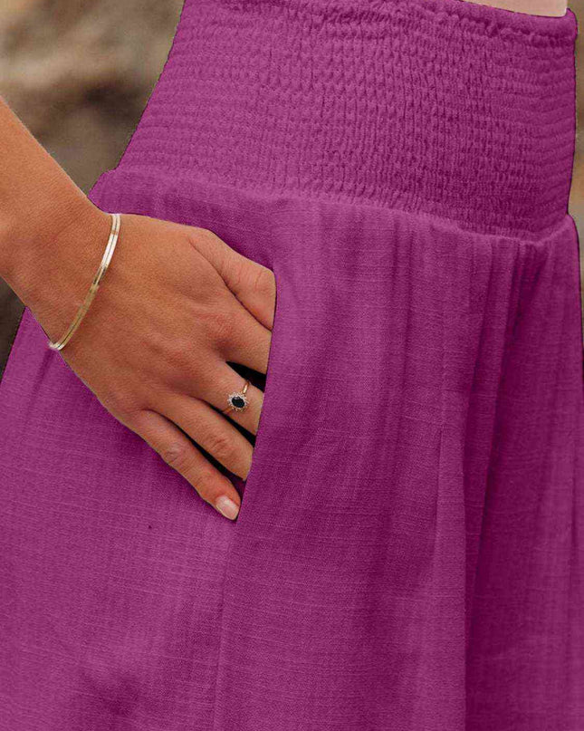 Full Size Smocked Waist Wide Leg Pants