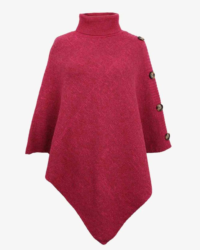Turtleneck Buttoned Poncho