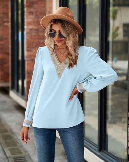V-Neck Long Sleeve Blouse
