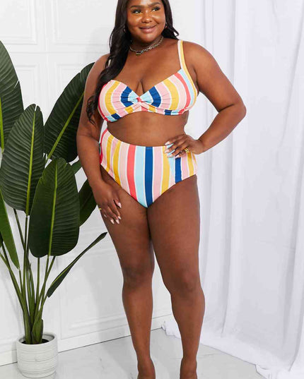 Marina West Swim Take A Dip Twist High-Rise Bikini in Stripe