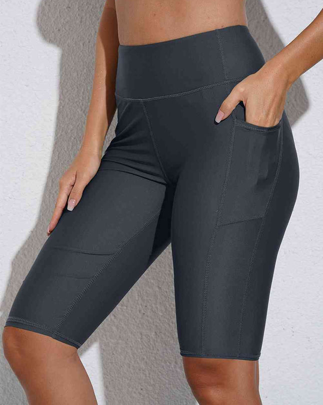 Full Size Swim Biker Shorts with Pockets