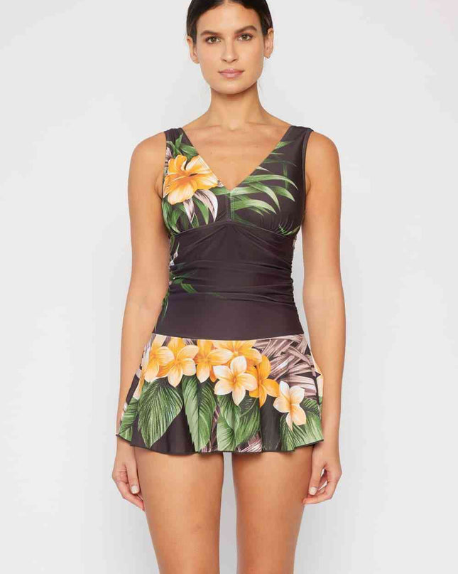 Marina West Swim Full Size Clear Waters Swim Dress in Aloha Brown