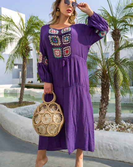 Bohemian Graphic Front Split Dress