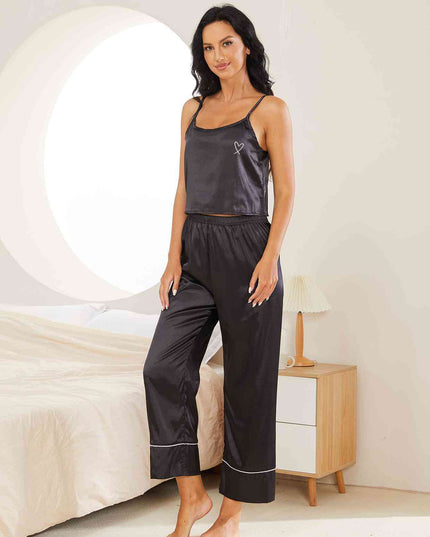Heart Graphic Cami and Pants Lounge Set