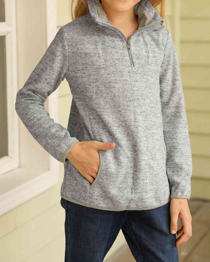 Kids Quarter-Zip Collar Sweatshirt with Kangaroo Pocket