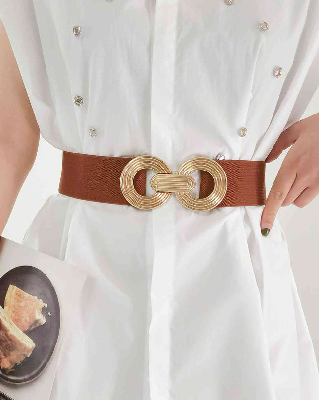 Geometric Buckle Elastic Wide Belt