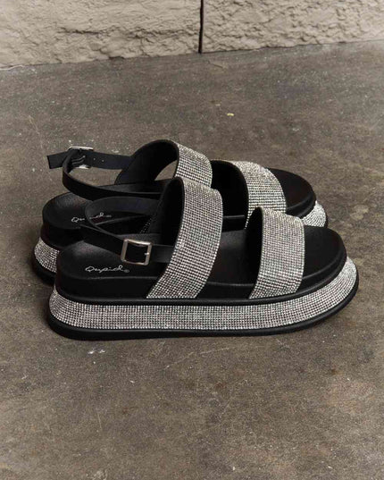 Qupid  Shine On Platform Rhinestone Slingback Sandal
