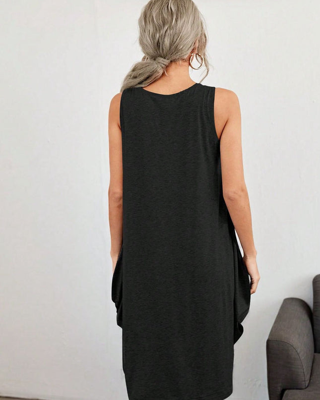 Lip Graphic Sleeveless Dress with Pockets